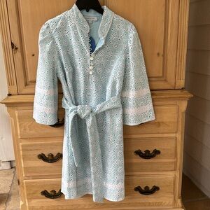 NWT - Cartolina - the Sarah dress - light aqua and white eyelet 3/4 sleeve dress